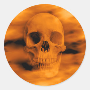 Sticker Rond Halloween crâne feu gothique horreur enveloppe sce