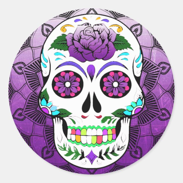 Sticker Rond Halloween crâne sucre (Devant)