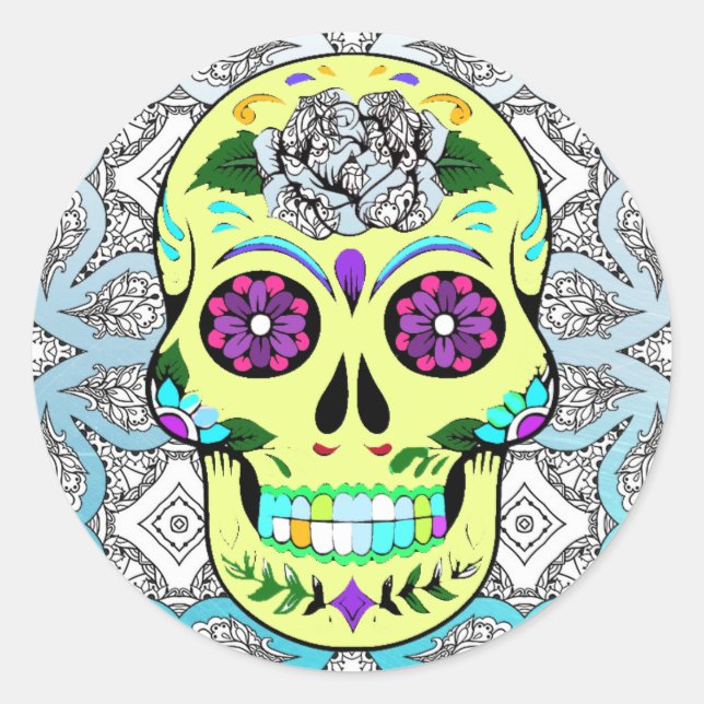 Sticker Rond Halloween crâne sucre (Devant)