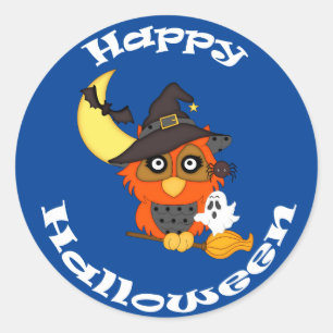 Sticker Rond Halloween Cute Owl