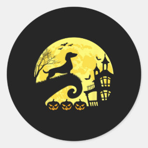 Sticker Rond Halloween Dachshund Weenie Wiener Moonshine Sausag