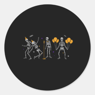 Sticker Rond Halloween Dancing Skeletons Party Ballotte Musique