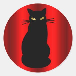 Sticker Rond Halloween de chat noir