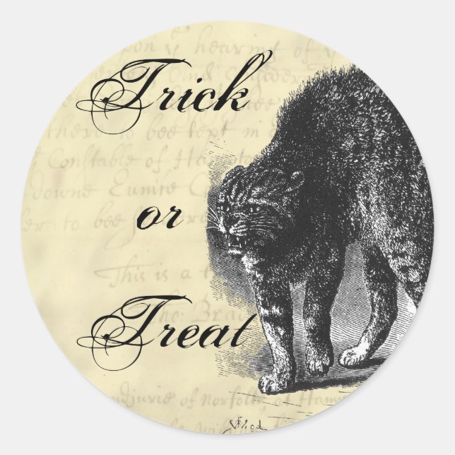 Sticker Rond Halloween de chat pétrifié (Devant)