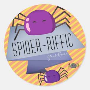 Sticker Rond Halloween de Mochi - Araignée violette amusante