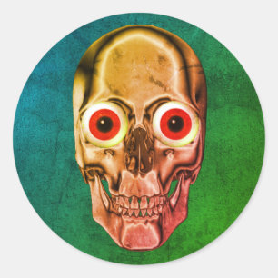 Sticker Rond Halloween déplaisante face crâne