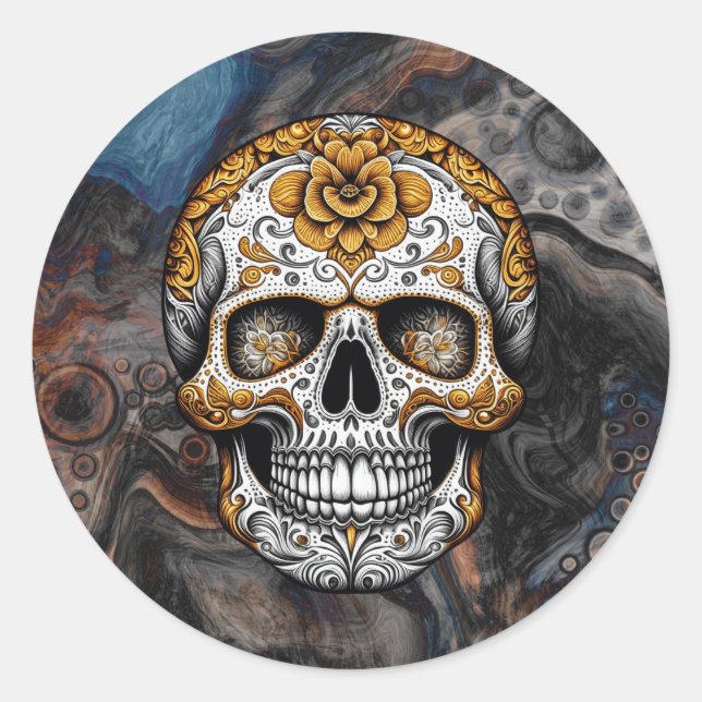 Sticker Rond Halloween Día de Muertos (Devant)