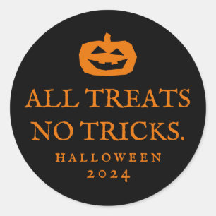Sticker Rond Halloween drôle toutes les friandises aucun tricks