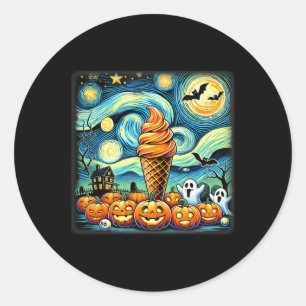 Sticker Rond Halloween du cône de crème glacée de nuit