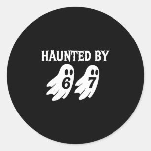 Sticker Rond Halloween Effrayant 67 Numéro 67 Six Sept Mème 