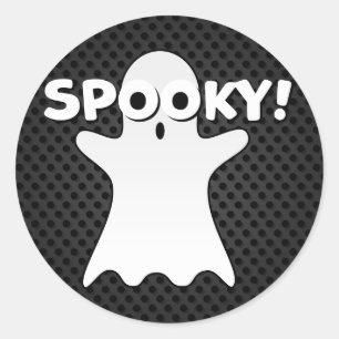 Sticker Rond Halloween Éffrayant Fantôme noir