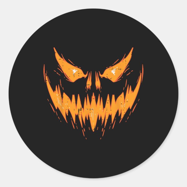 Sticker Rond Halloween Éffrayant Jack-o'-lantern Face Citrouill (Devant)