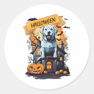 STICKER ROND HALLOWEEN ET CHIEN