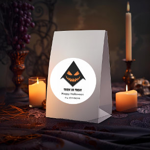Sticker Rond Halloween Face de peur - Trick ou de traitement