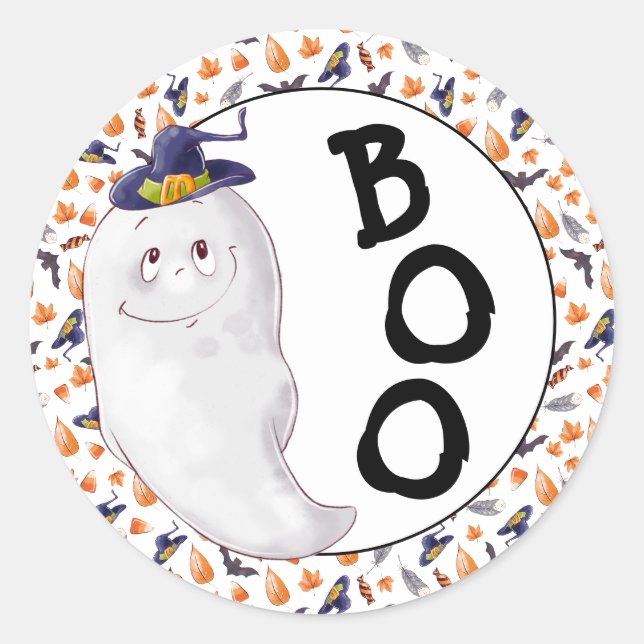Sticker Rond Halloween fantaisiste fantaisiste Boo (Devant)