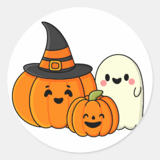 Sticker Rond Halloween fantôme citrouille