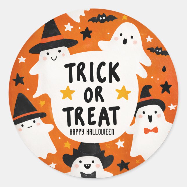 Sticker Rond Halloween fantôme mignon (Devant)