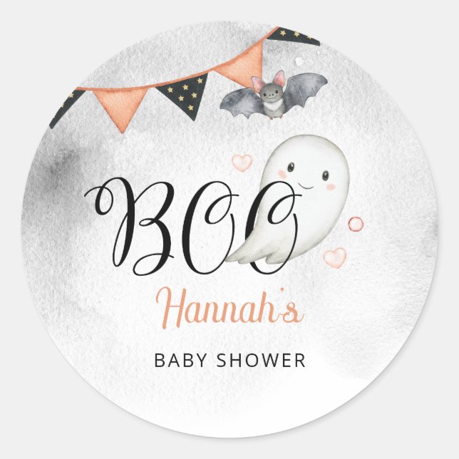 Sticker Rond Halloween Fantôme Octobre Baby shower Favoriser (Devant)