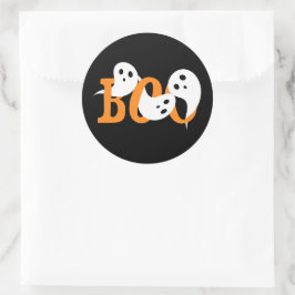 Sticker Rond Halloween Fantômes Boo Noir