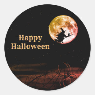 Sticker Rond Halloween fête Black Night Pleine lune effrayant