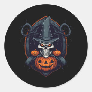 Sticker Rond Halloween Floral Sugar Skull