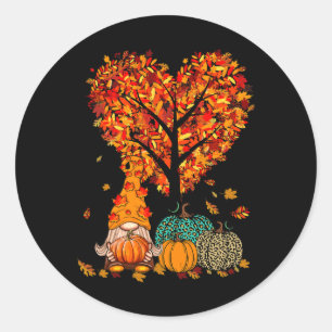 Sticker Rond Halloween Gnome Cute Automne Citrouille Automne Va