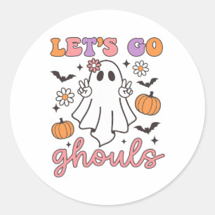 Sticker Rond Halloween Go Ghouls Ghost Retro Costume femme