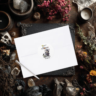 Sticker Rond Halloween gothique du corbeau éffrayant de faucheu