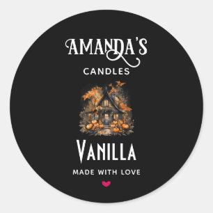 Sticker Rond Halloween Haunted House Candle Business
