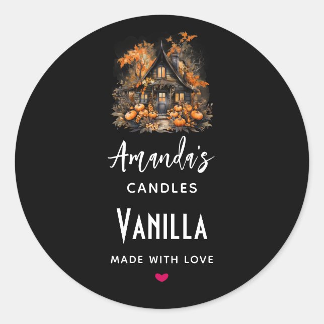 Sticker Rond Halloween Haunted House Candle Business (Devant)
