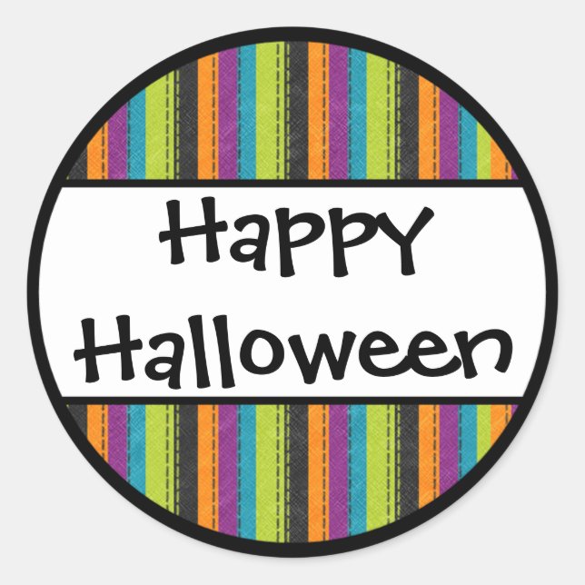 Sticker Rond Halloween heureux rayé (Devant)