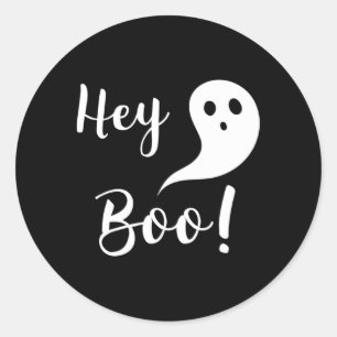 Sticker Rond Halloween Hey Boo