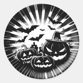Sticker Rond Halloween in black and white