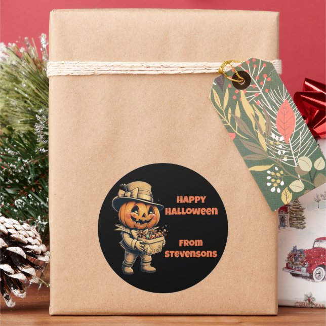 Sticker Rond Halloween Jack-o'-lantern (vacances)