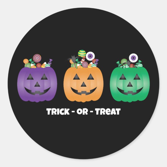 Sticker Rond Halloween Jack-o'-lantern Candy Pail (Devant)