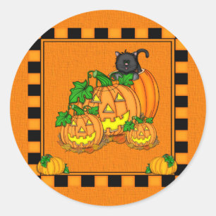 Sticker Rond Halloween Jack O'Lanterns