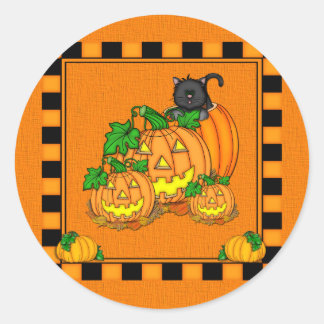 Sticker Rond Halloween Jack O'Lanterns