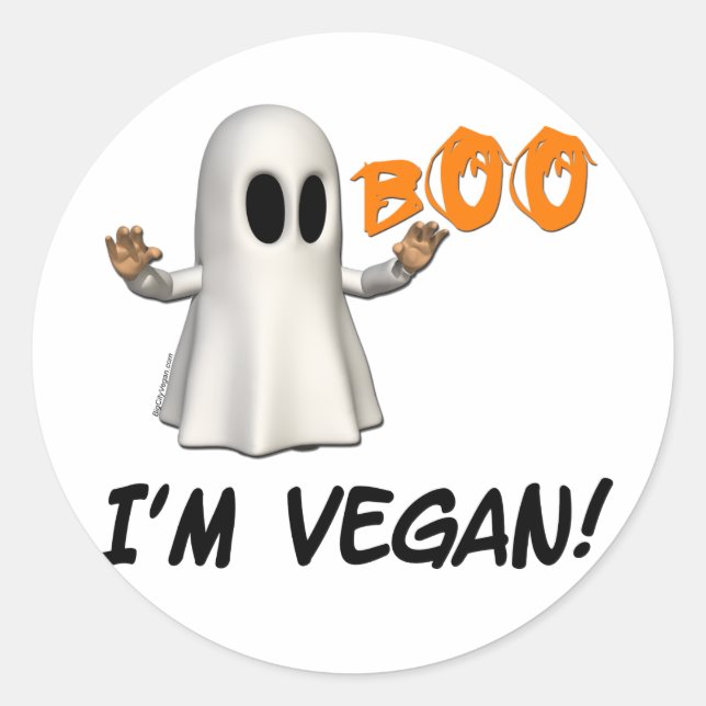 Sticker Rond Halloween je suis Vegan (Devant)