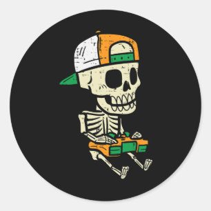 Sticker Rond Halloween Jeu Skeleton Costume Gamer Garçons Enfan