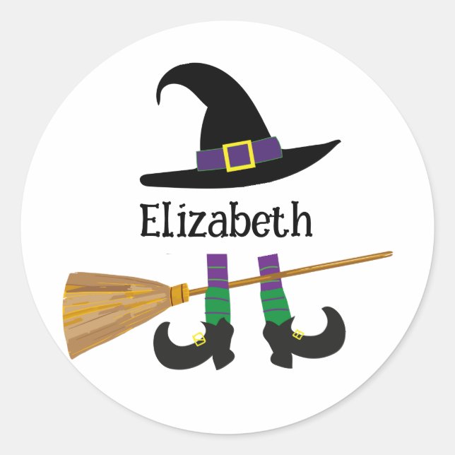 Sticker Rond Halloween jolie sorcière personnalisée (Devant)