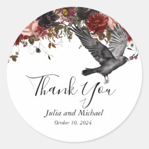 Sticker Rond Halloween Mariage de automne Aquarelle Merci Flora
