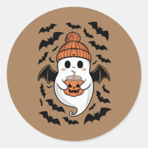 Sticker Rond Halloween mignon Fantôme automne Éffrayante saison
