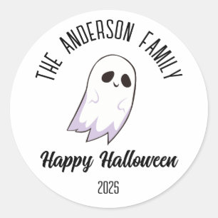 Sticker Rond Halloween mignon fantôme Nom personnalisé Année