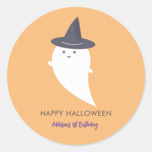 Sticker Rond Halloween mignon sorcier fantôme