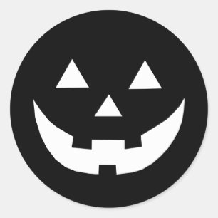 Sticker Rond Halloween noir blanc Jack-o'-lantern effrayant