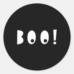 Sticker Rond Halloween noir et blanc Bois Éffrayant yeux