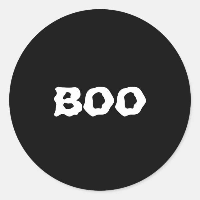 Sticker Rond Halloween noir et blanc éffrayant Boo (Devant)