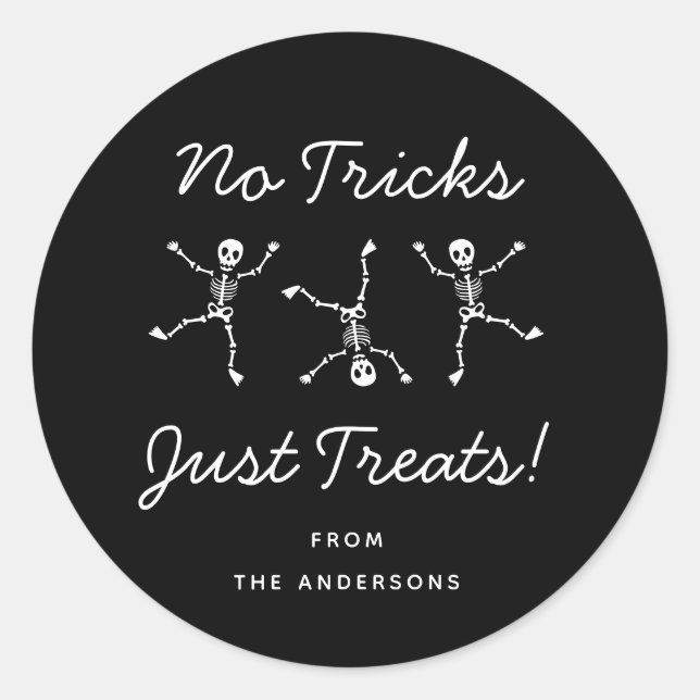 Sticker Rond Halloween noir et blanc main dessinée squelette Ha (Devant)