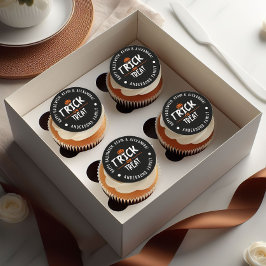 Sticker Rond Halloween Noir Stylé "Trick or Treat" Imprimer