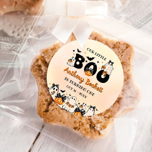 Sticker Rond Halloween Notre Petit Boo 1ère fête d'anniversaire